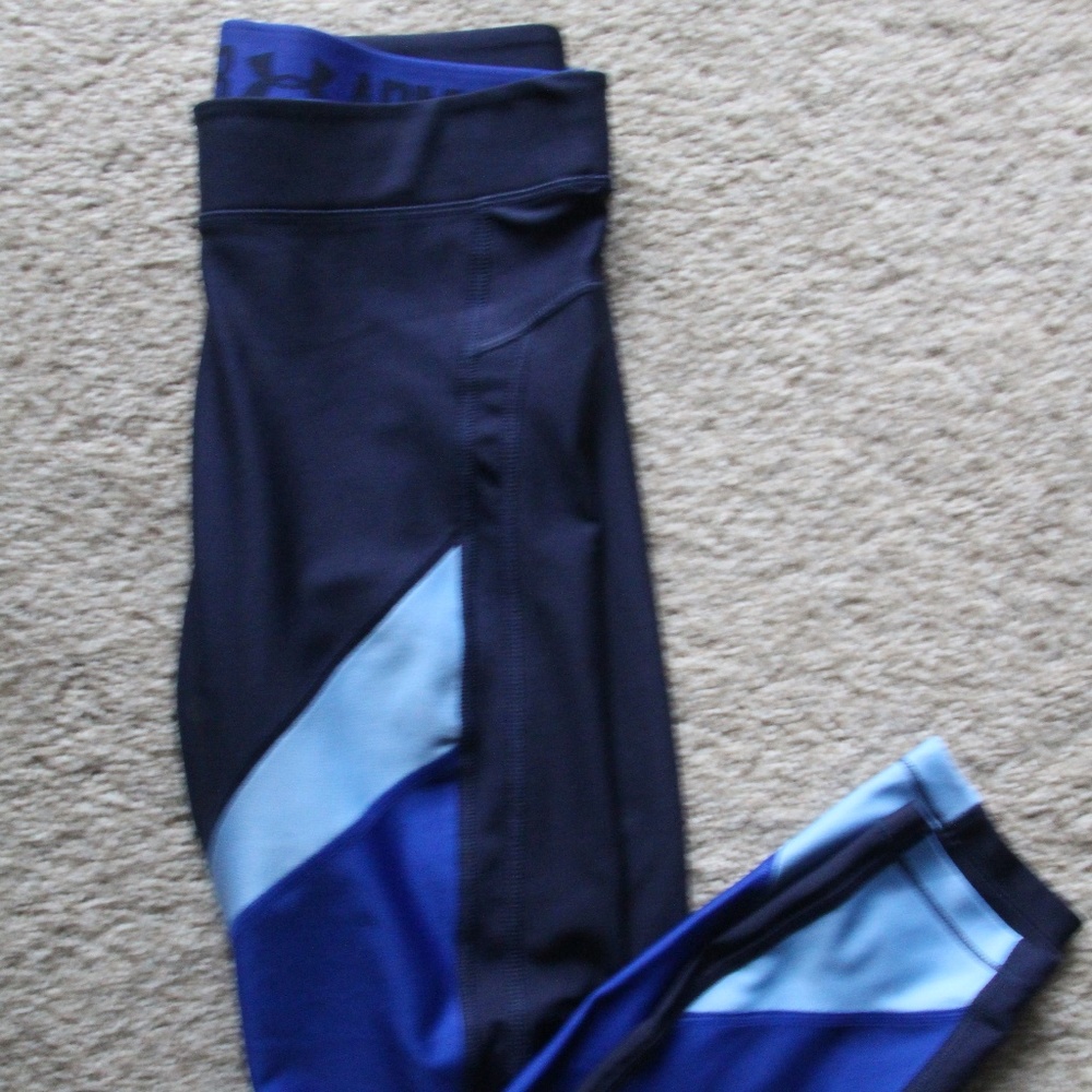 Women's Under Armour Crop Blue Colorblock Legging